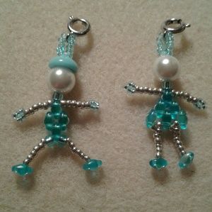 March birthstone beaded boy and girl charm or earrings! PRICE IS FIRM